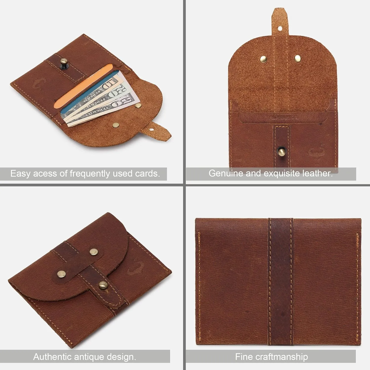 Genuine Leather Credit Card Holder - Thin ID Holder - Front Pocket Wallet - Slim Pouch - RFID Blocking