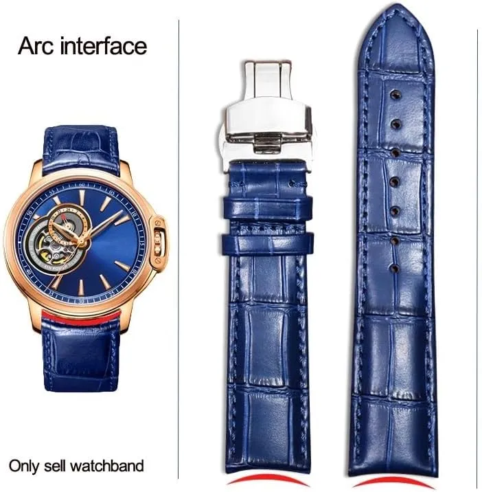 Genuine Leather Watch Band Blue Cow Leather For Tissot Watch Strap Men
