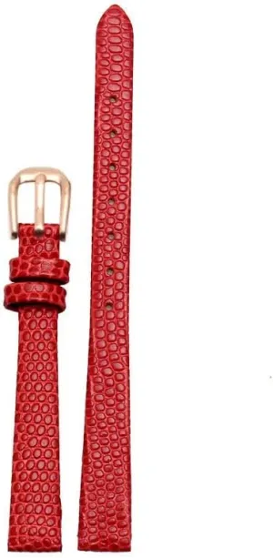 Genuine Leather Watchband Womens Bracelet 6mm 8mm 10mm 12mm Lizards Leather Watch Strap Small wristwatches Belt Pin Buckle (Color : Red Rose Buckle, Size : 12mm)