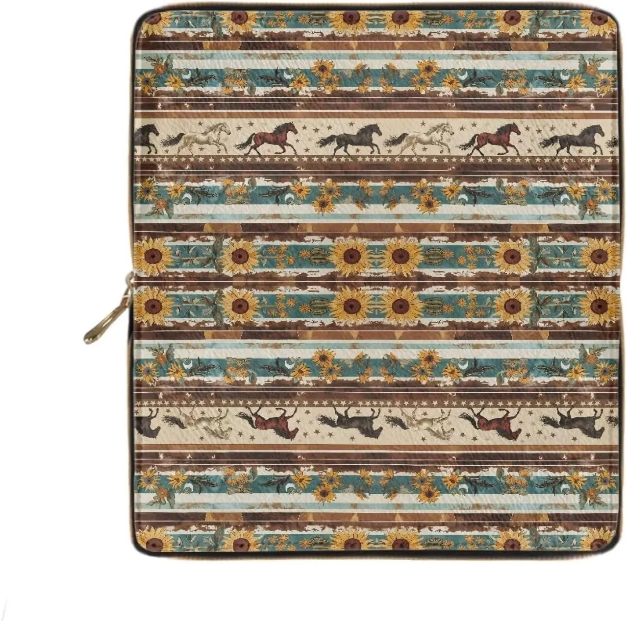 GIFTPUZZ Aztec Horse Wallets Women Travel Shopping Clutch Purse Lady Zip Around Money Organizer with Card Slots & Zipper Coin Pocket Western Wallets for Women Waterproof