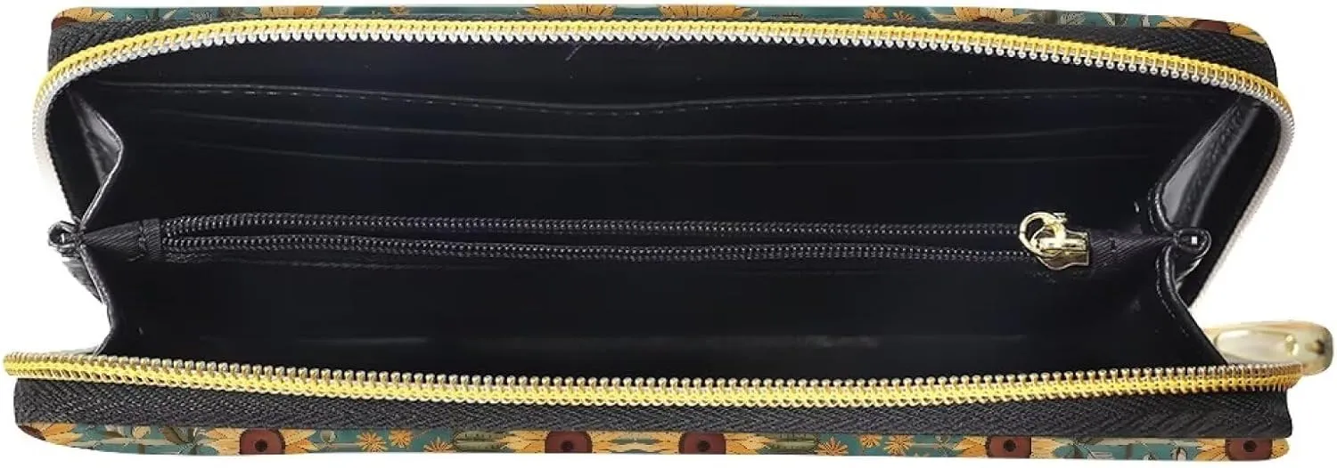 GIFTPUZZ Aztec Horse Wallets Women Travel Shopping Clutch Purse Lady Zip Around Money Organizer with Card Slots & Zipper Coin Pocket Western Wallets for Women Waterproof