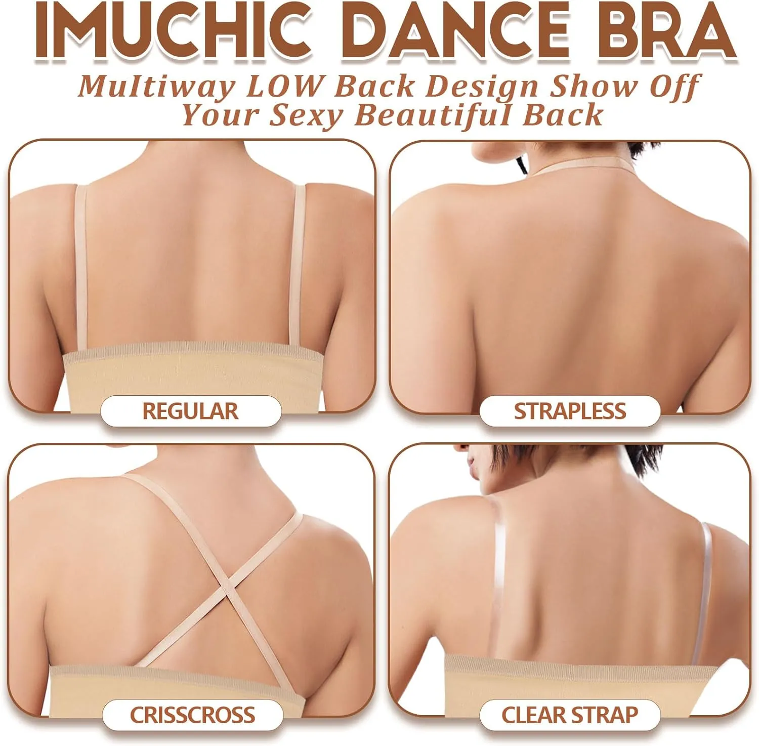 Girl Clear Straps Bandeau Bra, Seamless Girls Nude Multifunction Bras Strapless Cropped Sports Bralette Crop Top