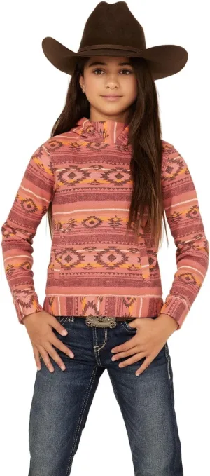 Girls Pink Printed Fleece Hoodie Pink XL