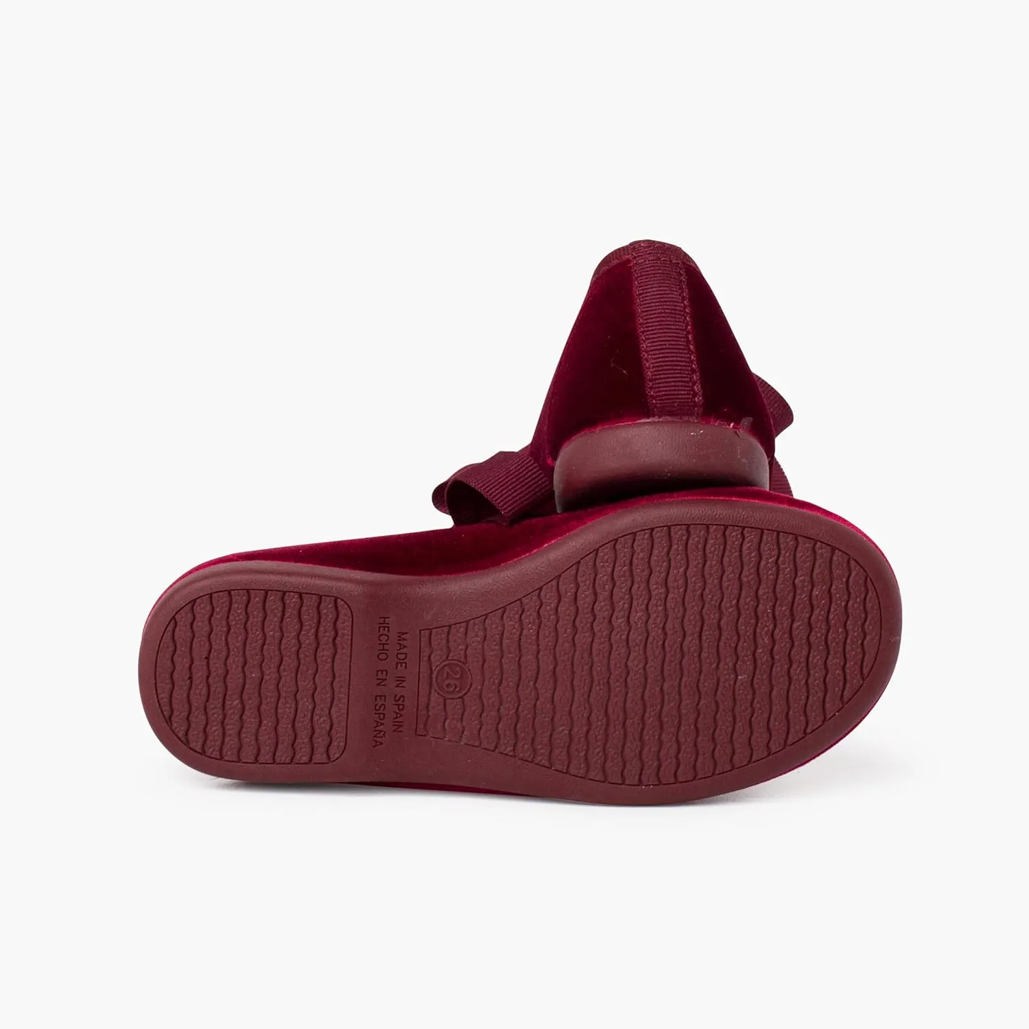 Girls Velvet Mary Jane with Faille Bow