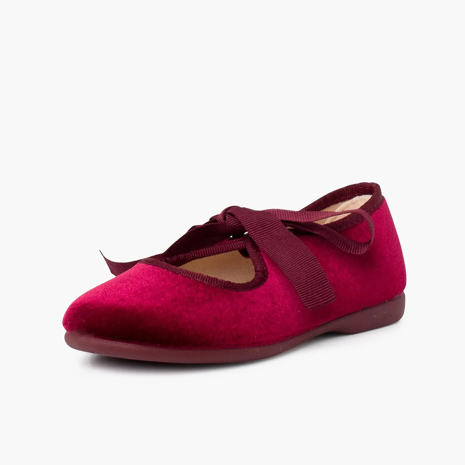 Girls Velvet Mary Jane with Faille Bow