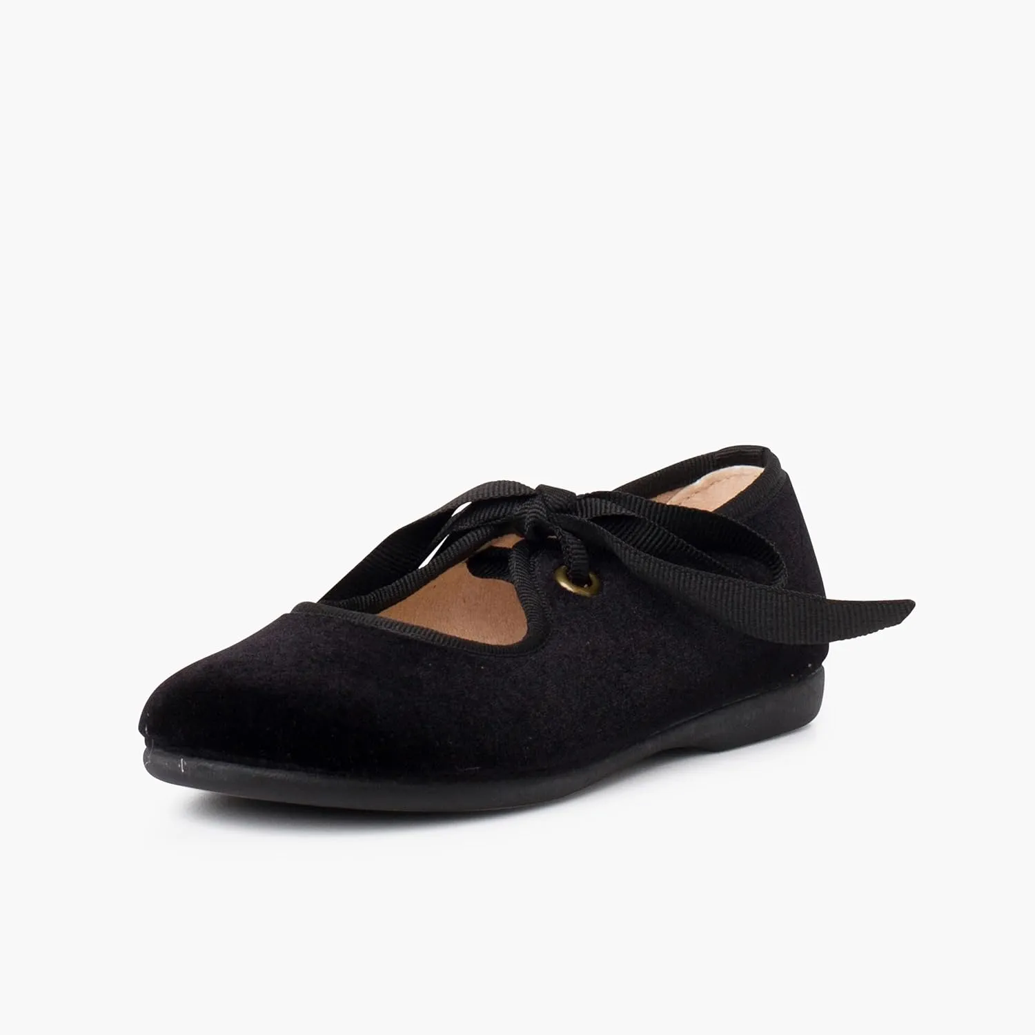 Girls Velvet Mary Jane with Faille Bow