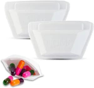GMS Squeezable Pocket Pill Case - Small, Lightweight Pill Organizer Ideal for Travel - Holds Medicines Securely - Sturdy Design with Easy Fuss-Free Access - Pocket Sized & Discreet - 2 Pack
