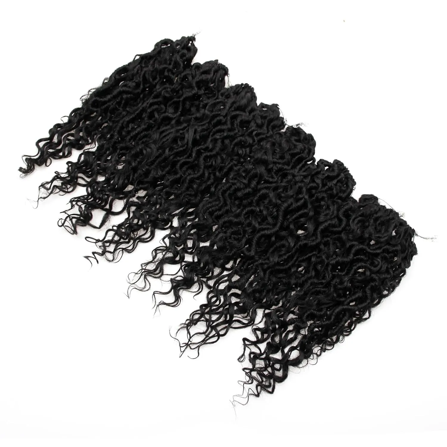 Goddess Locs Crochet Hair 10Inch 8Packs Pre-looped Short River Locs Curly Faux locs Crochet Hair Hippie Locs Bohemian Locs Crochet Braids (1B, 10inch(Pack of 8))