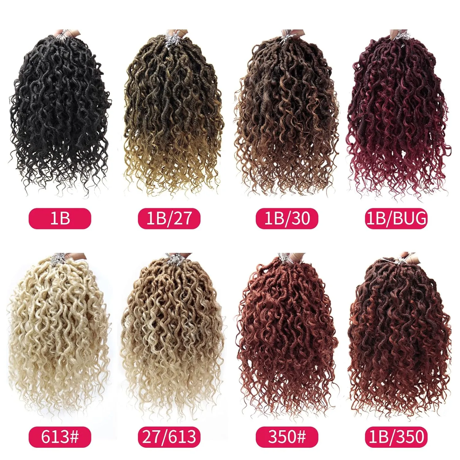 Goddess Locs Crochet Hair 10Inch 8Packs Pre-looped Short River Locs Curly Faux locs Crochet Hair Hippie Locs Bohemian Locs Crochet Braids (1B, 10inch(Pack of 8))