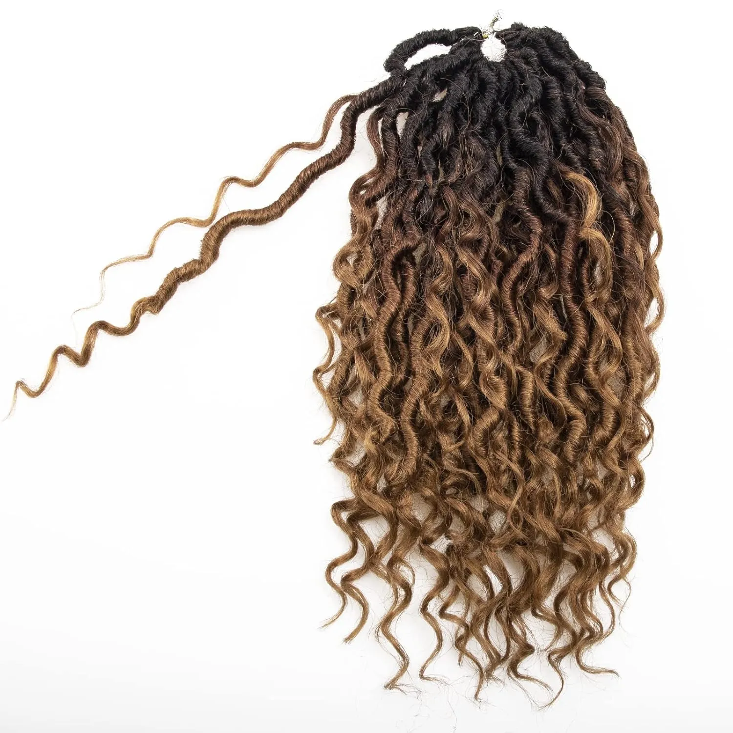 Goddess Locs Crochet Hair 12Inch Crochet Locs,Boho Faux Locs With Curly Ends River Hippie Locs Bohemian Locs Crochet Braids for Black Women 4Packs(1B/30/27, 12inch)