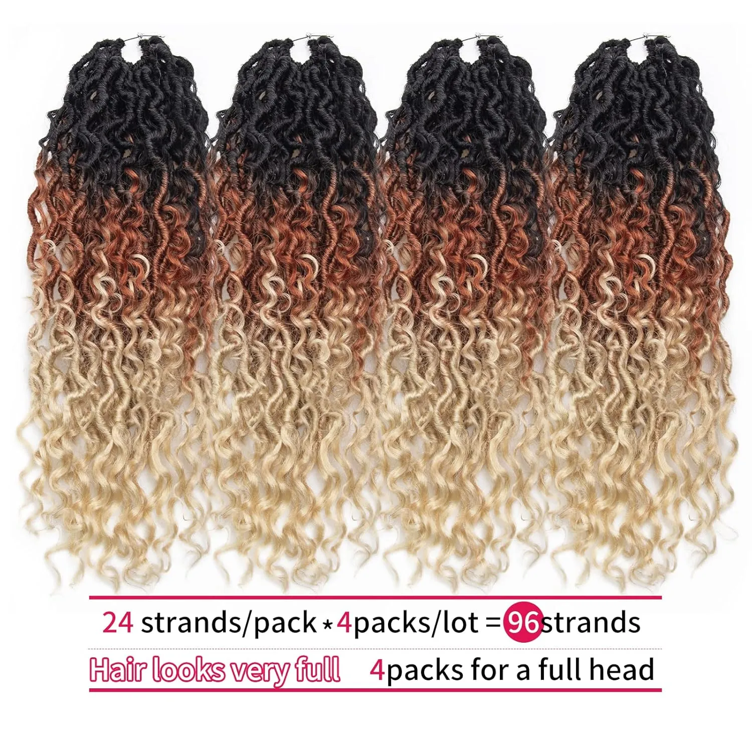 Goddess Locs Crochet Hair 18Inch Curly Faux Locs Crochet Hair River Locs Hippie Locs Pre Looped Crochet Braids Bohemian Locs Crochet Hair for Black Women (1B/30/613, 18inch)