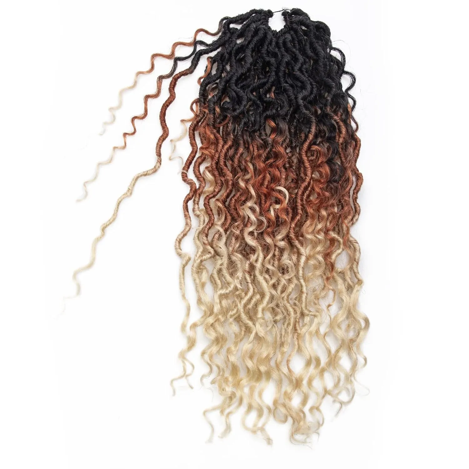 Goddess Locs Crochet Hair 18Inch Curly Faux Locs Crochet Hair River Locs Hippie Locs Pre Looped Crochet Braids Bohemian Locs Crochet Hair for Black Women (1B/30/613, 18inch)