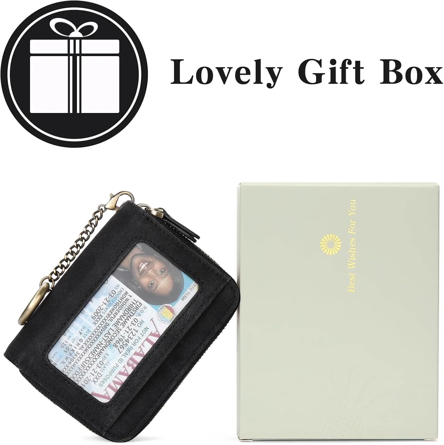 GOIACII Credit Card Holder Wallet for Women RFID Blocking Small Genuine Leather Card Case Wallet with Keychain