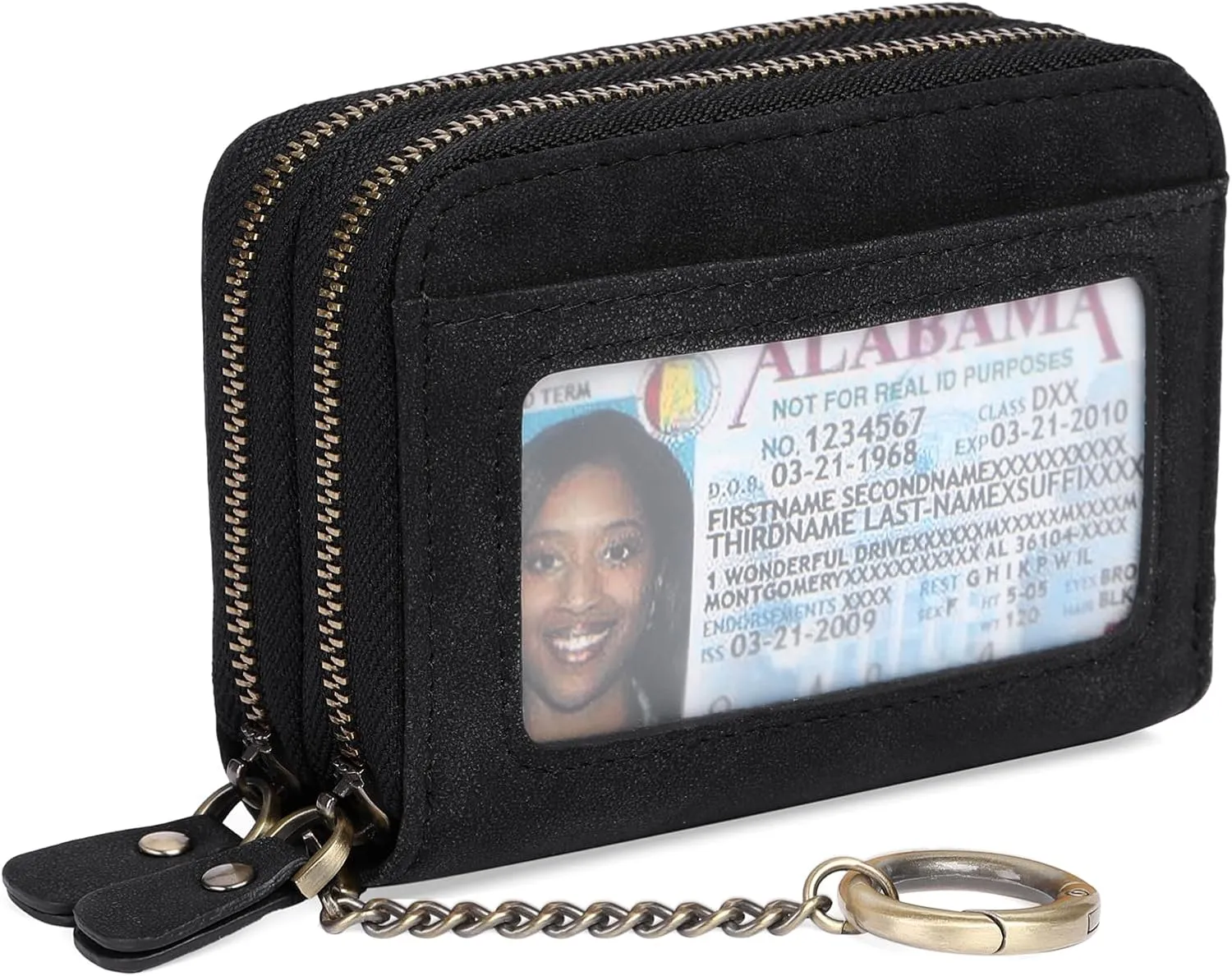 GOIACII Credit Card Holder Wallet for Women RFID Blocking Small Genuine Leather Card Case Wallet with Keychain