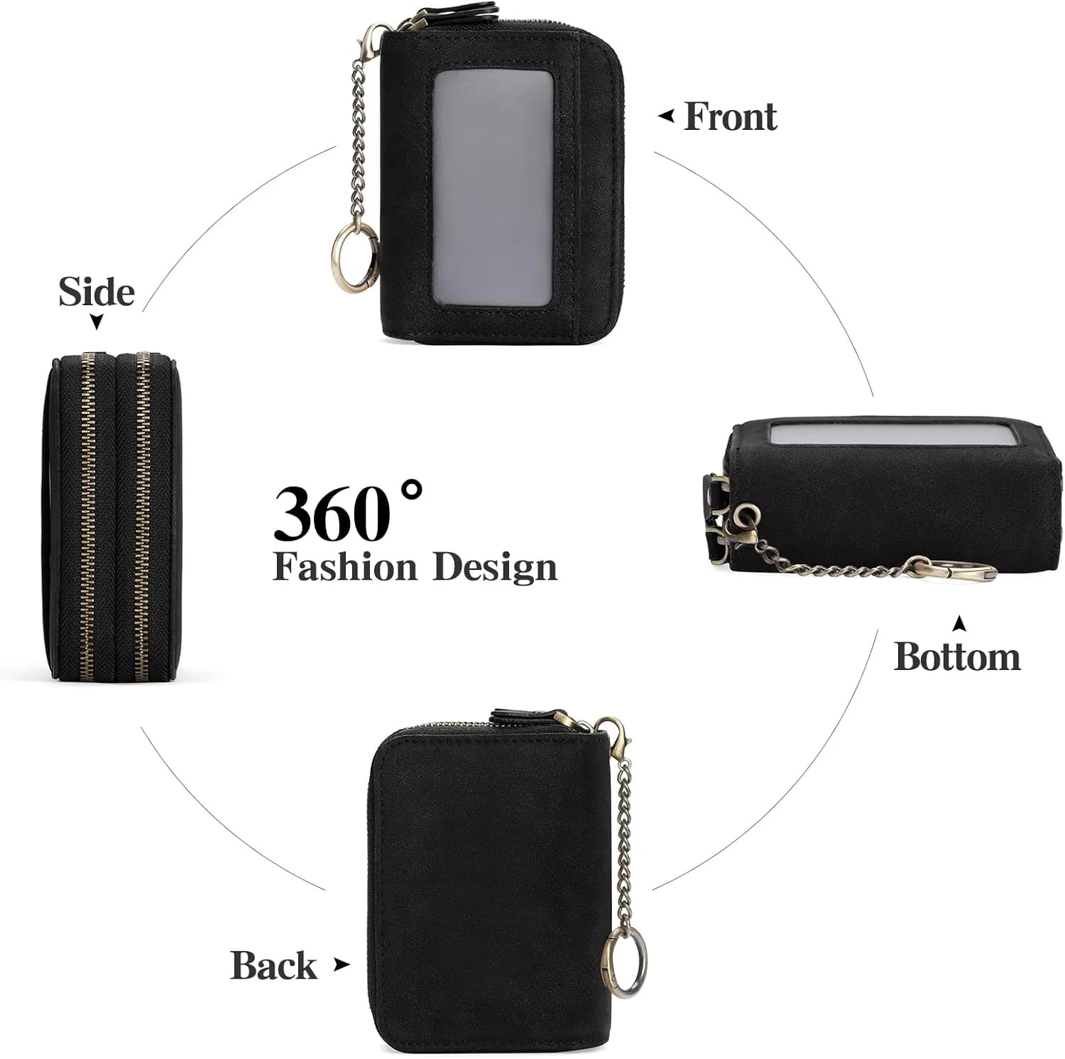 GOIACII Credit Card Holder Wallet for Women RFID Blocking Small Genuine Leather Card Case Wallet with Keychain