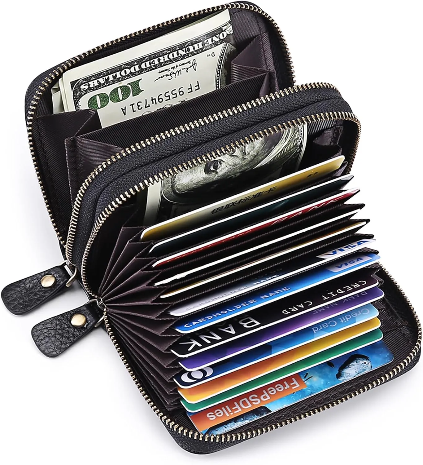 GOIACII Small Genuine Leather Wallet for Women, RFID Blocking Credit Card Holder Wallet