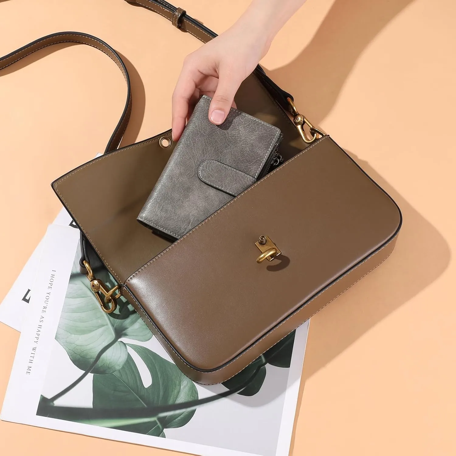 GOIACII Womens Wallets Rfid Credit Card Holder with 2 Zipper Pockets, 3 ID Windows Ladies Purse Leather
