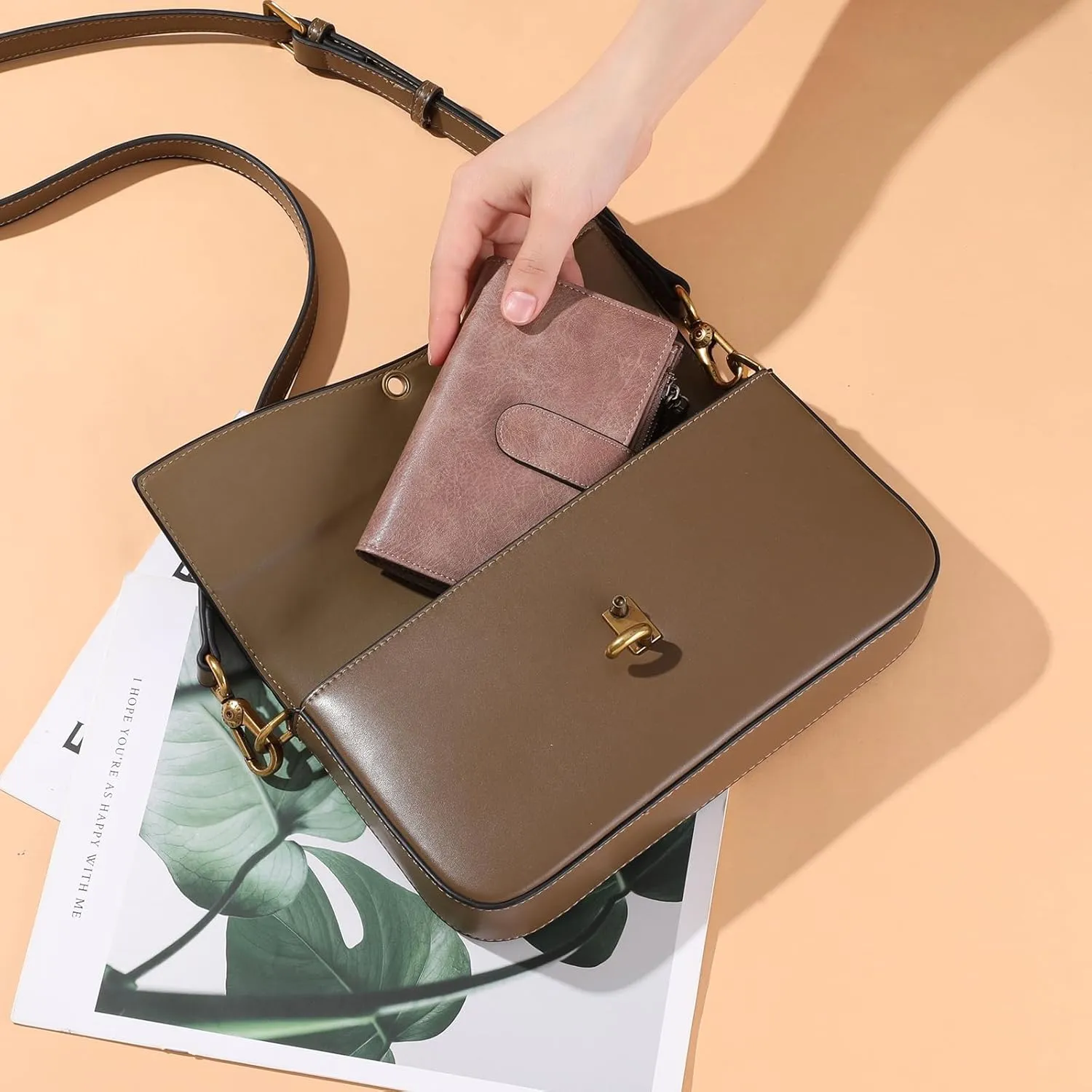 GOIACII Womens Wallets Rfid Credit Card Holder with 2 Zipper Pockets, 3 ID Windows Ladies Purse Leather