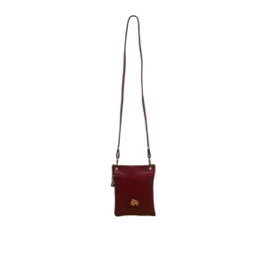 Gold Elephant Charm Red Faux Leather Crossbody Bag with Adjustable Strap Sz S