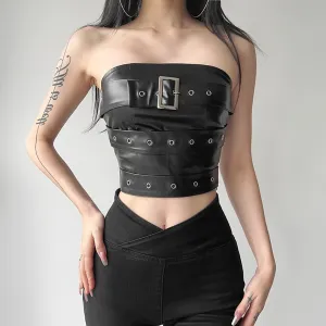 Gothic Punk Leather Tube Top