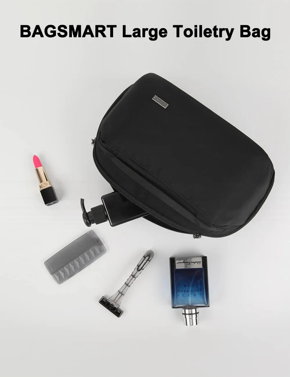 GOX Mens Toiletry Bag, Dry Wet Separate Travel Bag, Dopp Kit Case For Travel, Small Hanging Cosmetics Organizer Pouch (Black)