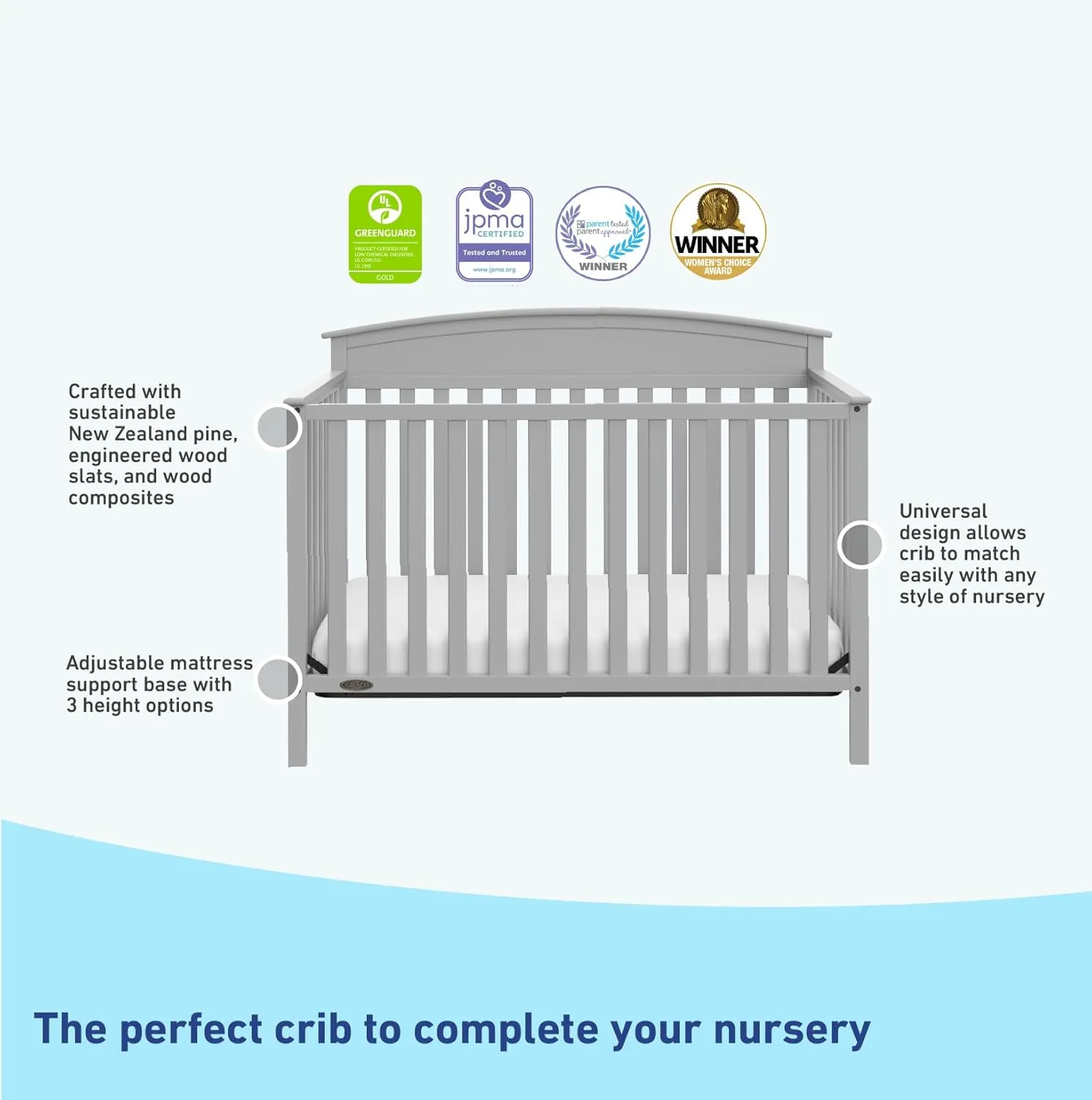 GRACO BENTON CONVERTIBLE CRIB - Pebble Gray