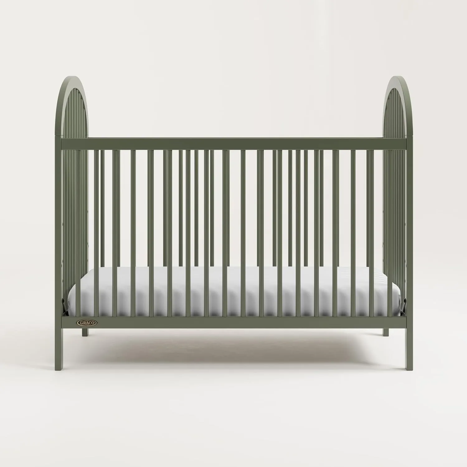 Graco Olivia 3-in-1 Convertible Crib (Olive) – GREENGUARD Gold Certified, Converts to Daybed and Toddler Bed, Fits Standard Full-Size Crib Mattress, Adjustable Mattress Height, Easy-to-Match Style
