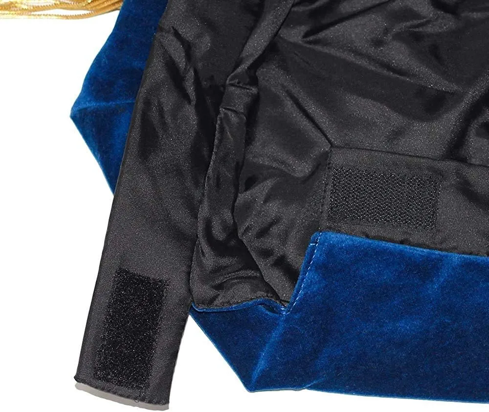 GraduatePro Doctoral Graduation Tam PhD Blue/Black Velvet with Gold Bullion Tassel, 8-Sided/6 Sided/4 Sided Doctorate Cap
