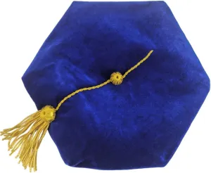GraduatePro Doctoral Graduation Tam PhD Blue/Black Velvet with Gold Bullion Tassel, 8-Sided/6 Sided/4 Sided Doctorate Cap