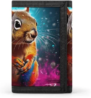 Graffiti Cute Chipmunk Trifold Wallet Card Slots Holder Organizer Purse Wallets with Keychain