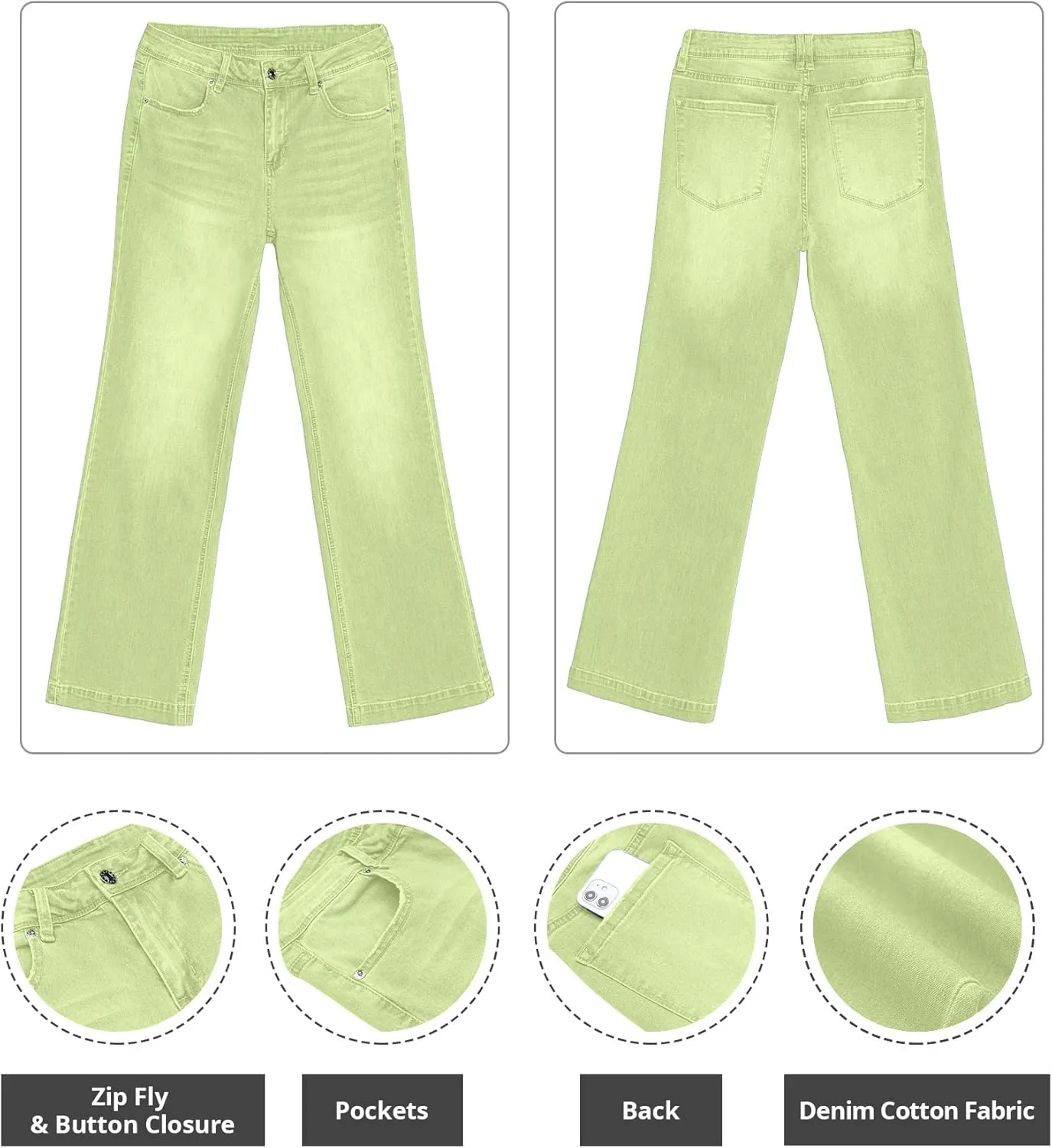 GRAPENT Womens Flare Jeans High Waisted Wide Leg Baggy Jean for Women Stretch Denim Pants