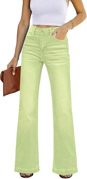 GRAPENT Womens Flare Jeans High Waisted Wide Leg Baggy Jean for Women Stretch Denim Pants