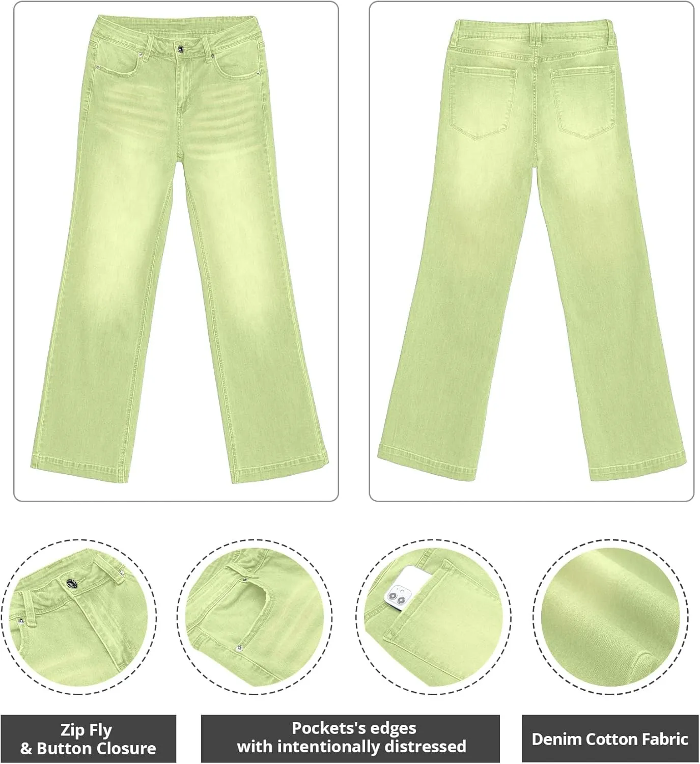 GRAPENT Womens Flare Jeans High Waisted Wide Leg Baggy Jean for Women Stretch Denim Pants