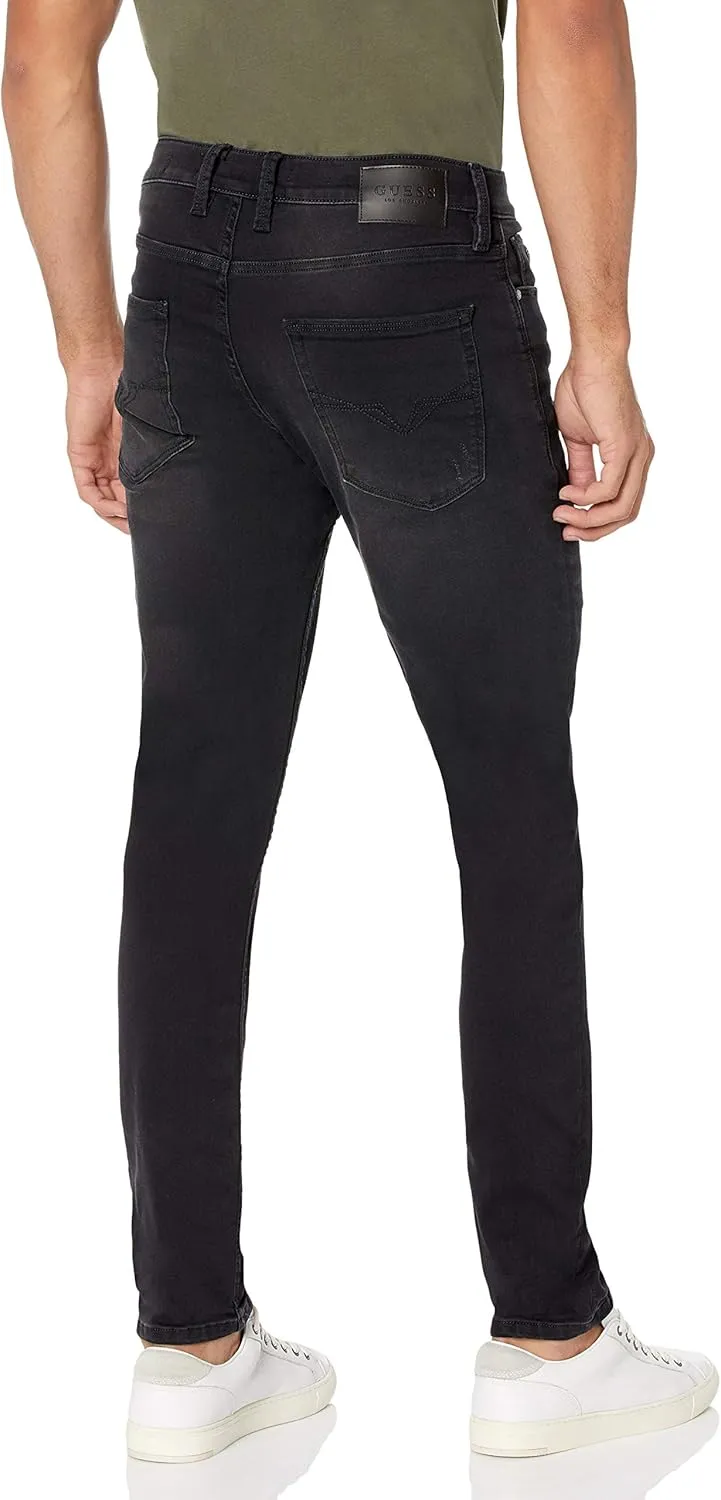 GUESS Men's Mid Rise Slim Fit Tapered Leg Jean