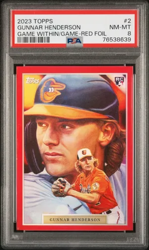 Gunnar Henderson PSA 8 2023 Topps Game Within Game #2 Rookie Card Red Foil #5/10