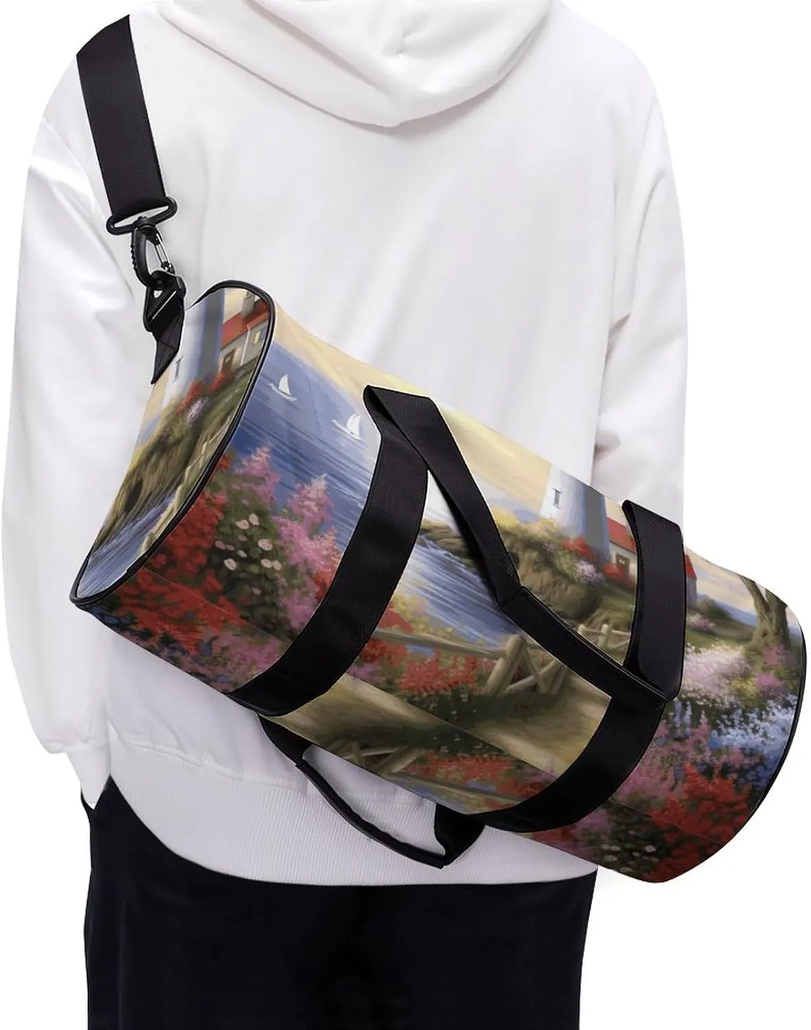 Gym Bag for Men Women Lighthouse Diamond Painting Duffel Bag Overnight Bag with Compartment Gym Sackpac