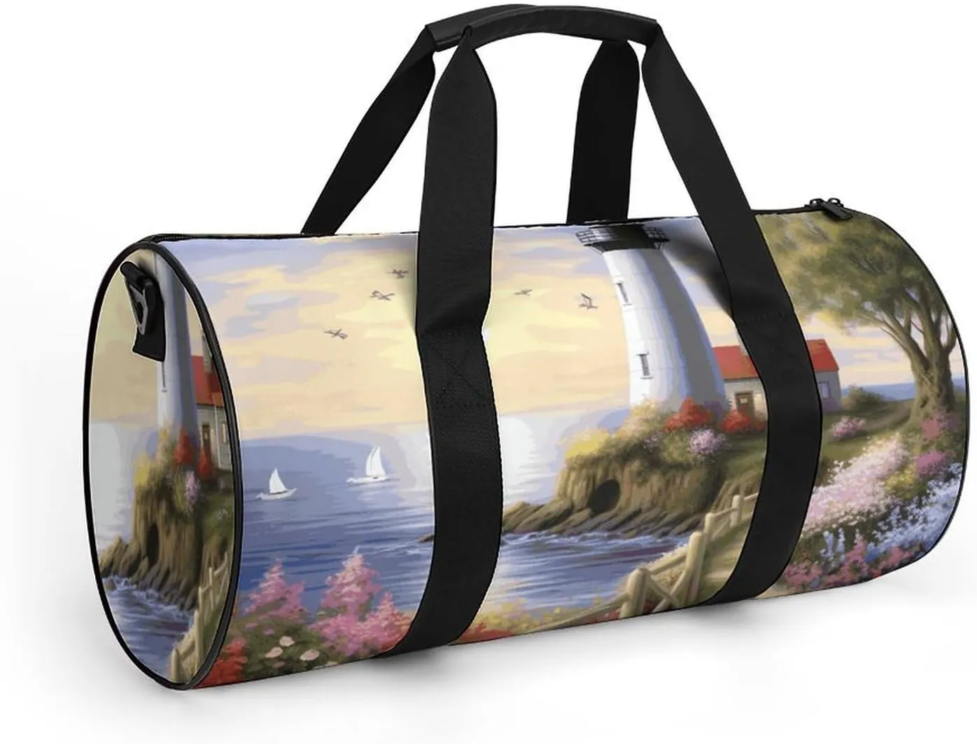 Gym Bag for Men Women Lighthouse Diamond Painting Duffel Bag Overnight Bag with Compartment Gym Sackpac