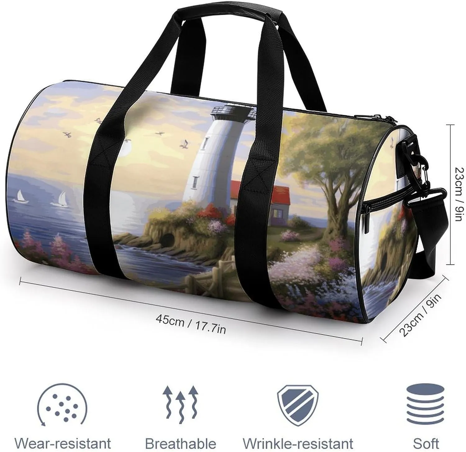 Gym Bag for Men Women Lighthouse Diamond Painting Duffel Bag Overnight Bag with Compartment Gym Sackpac