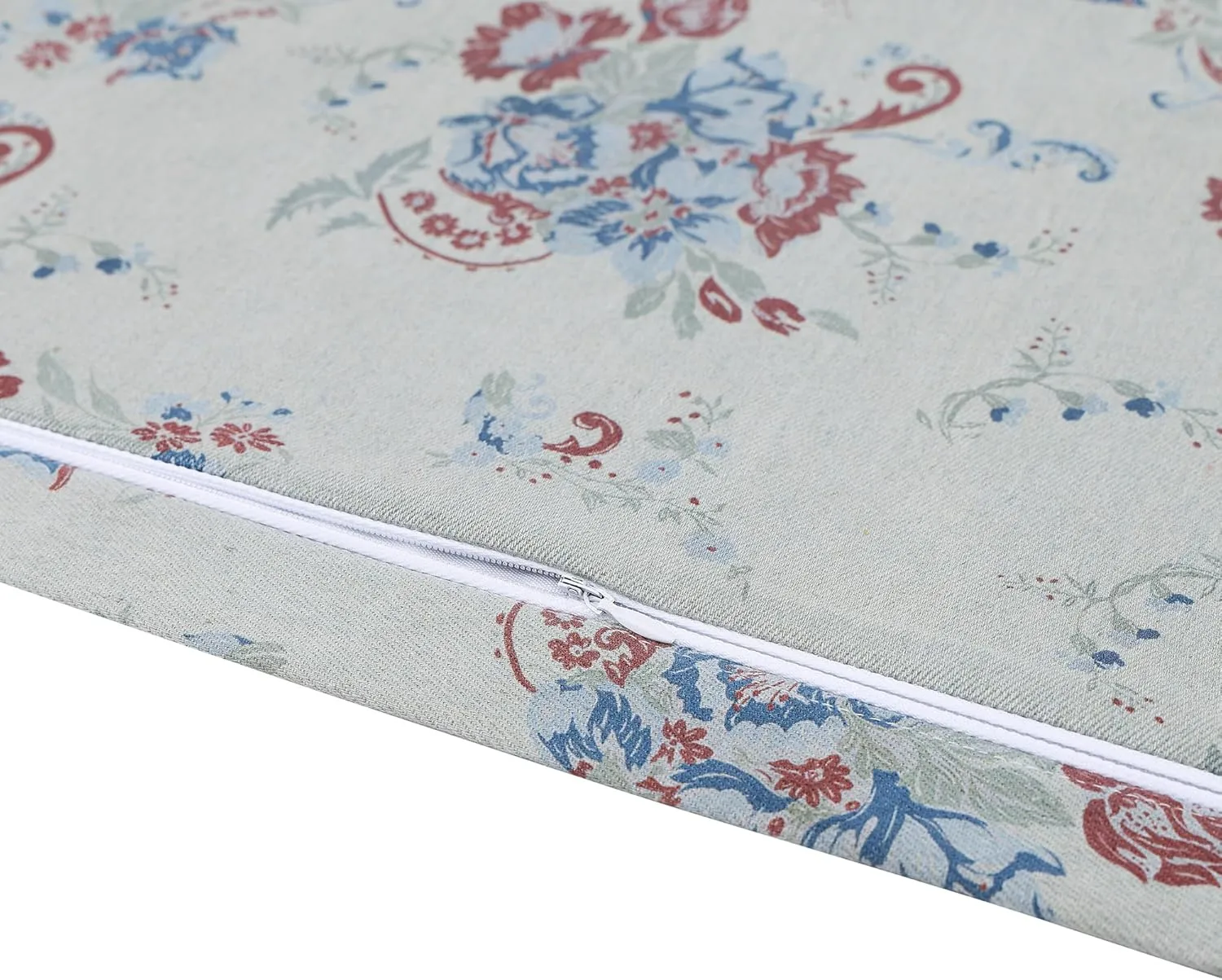 H HIEND ACCENTS Tasha Polizzi for Paseo Road Rosabel Euro Sham, 27x27 inch, Washed Denim, Blue Red Sage Floral Print, Southwestern Western Pillow Cover