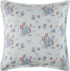 H HIEND ACCENTS Tasha Polizzi for Paseo Road Rosabel Euro Sham, 27x27 inch, Washed Denim, Blue Red Sage Floral Print, Southwestern Western Pillow Cover
