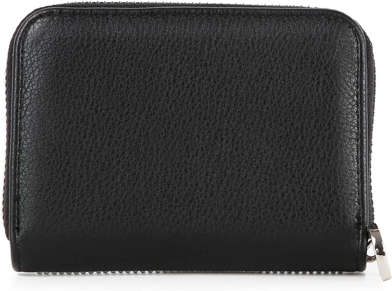 Handbag Express Rhinestone Design Zip Around Petite Wallet (Black-Stardust)