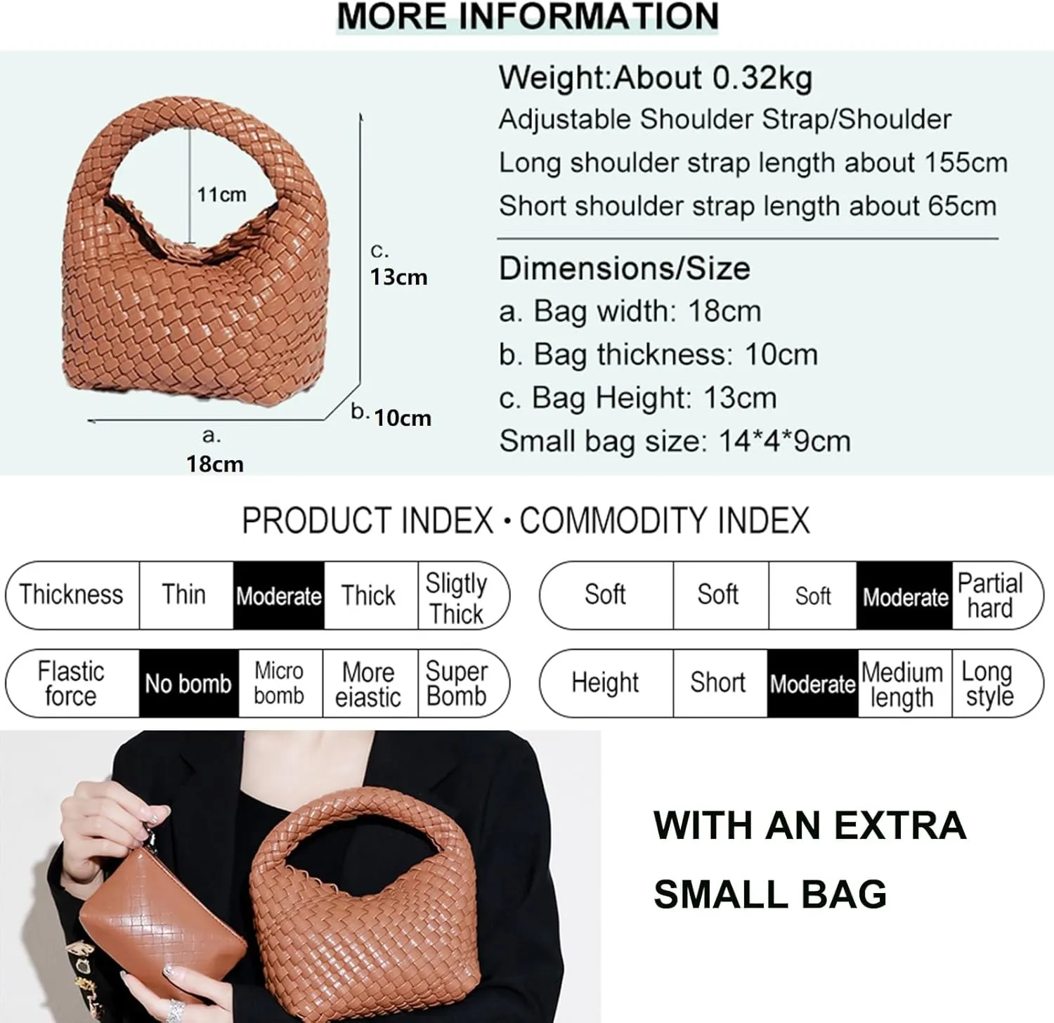 Handbags for Women Weave Vegan Leather Tote Bag With Pocket Wallet Purse Hand bag Crossbody Strap Small Bag With Compartment