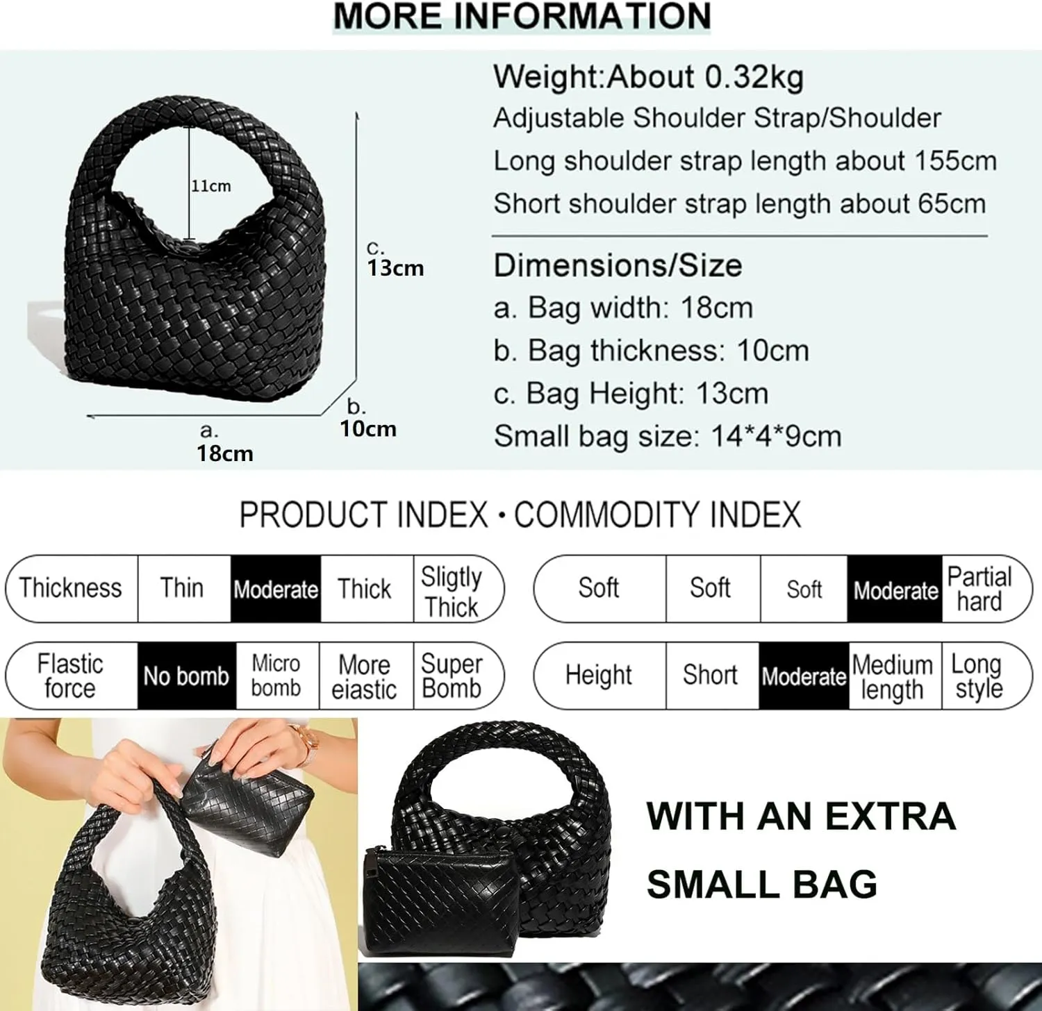 Handbags for Women Weave Vegan Leather Tote Bag With Pocket Wallet Purse Hand bag Crossbody Strap Small Bag With Compartment