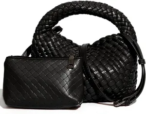 Handbags for Women Weave Vegan Leather Tote Bag With Pocket Wallet Purse Hand bag Crossbody Strap Small Bag With Compartment
