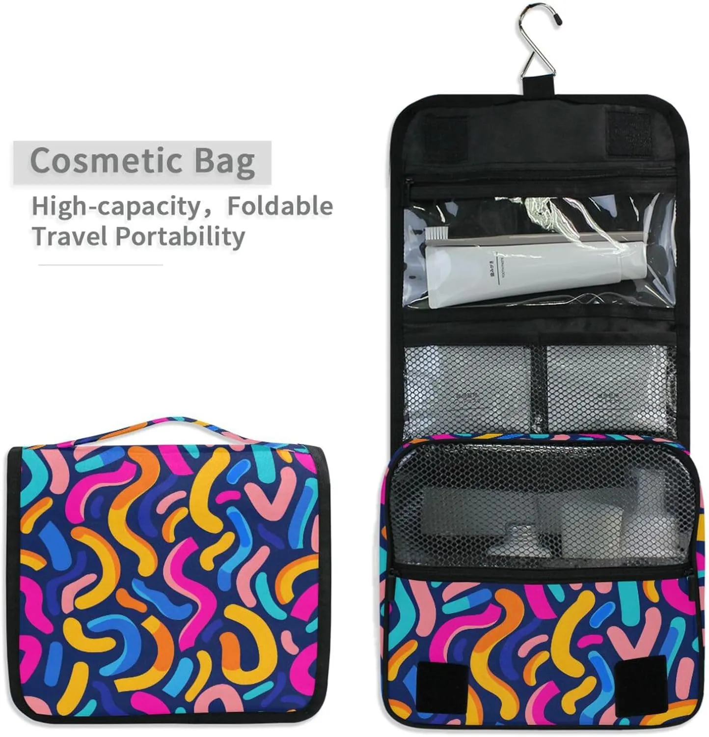 Hanging Toiletry Bag Graffiti Travel Makeup bag for Toiletries Portable Travel Toiletry Organizer Cosmetic Bags with Hanging Hook
