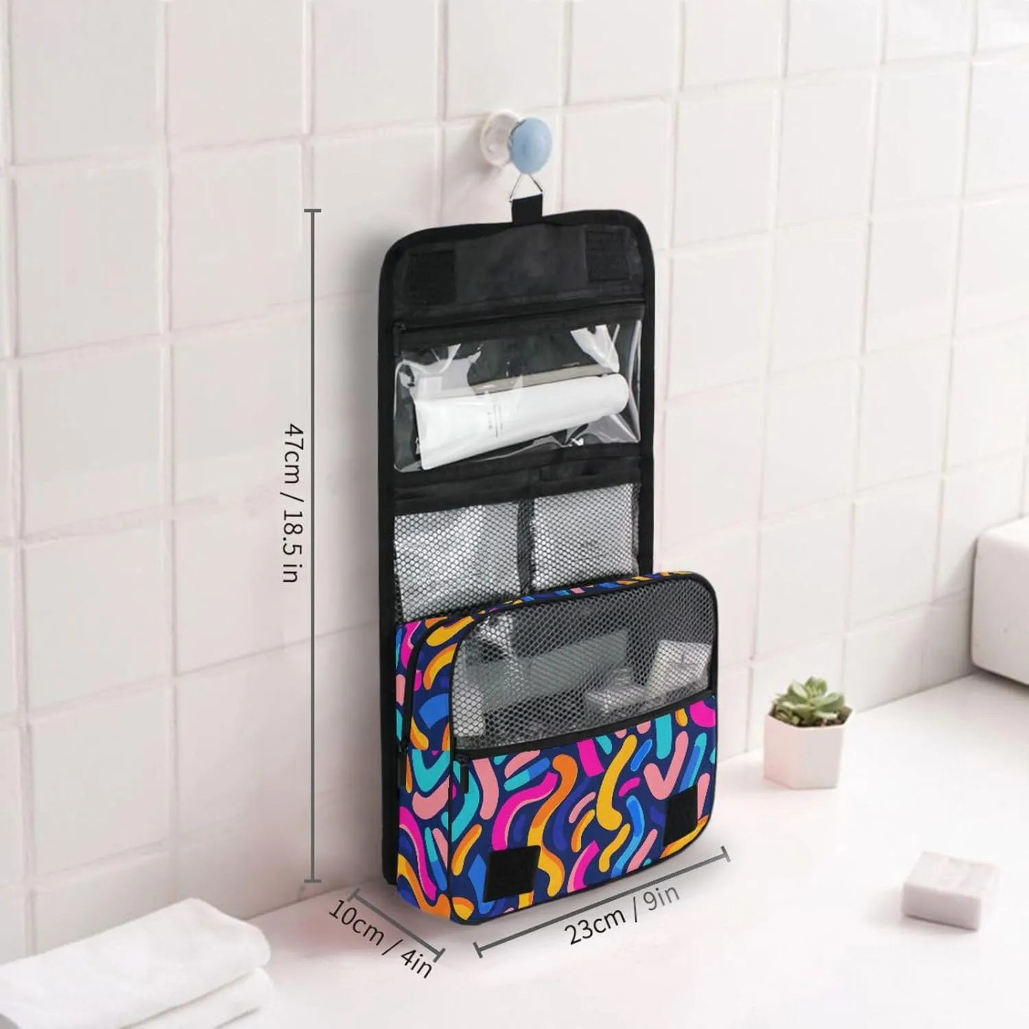 Hanging Toiletry Bag Graffiti Travel Makeup bag for Toiletries Portable Travel Toiletry Organizer Cosmetic Bags with Hanging Hook