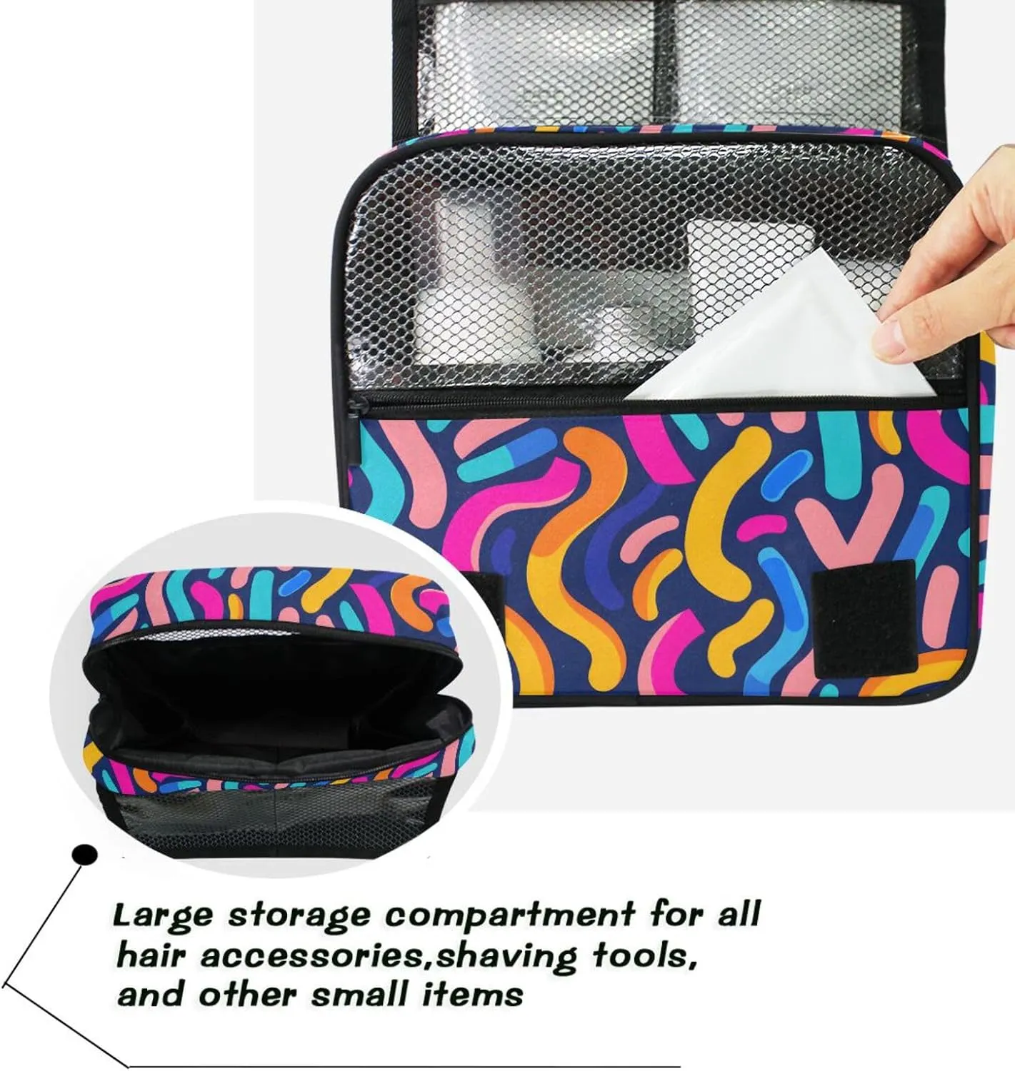 Hanging Toiletry Bag Graffiti Travel Makeup bag for Toiletries Portable Travel Toiletry Organizer Cosmetic Bags with Hanging Hook