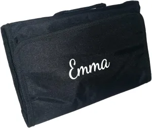 Hanging Toiletry Cosmetic Organizer Bag - Roll up for Storage Travel - Custom Embroidery Available (Black - Embroidered Name)