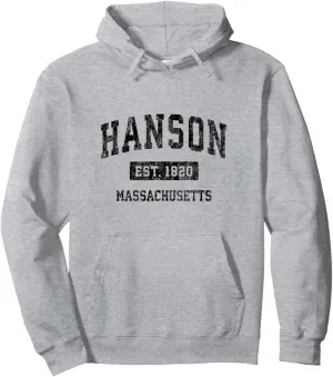 Hanson Massachusetts MA Vintage Sports Design Black Design Pullover Hoodie