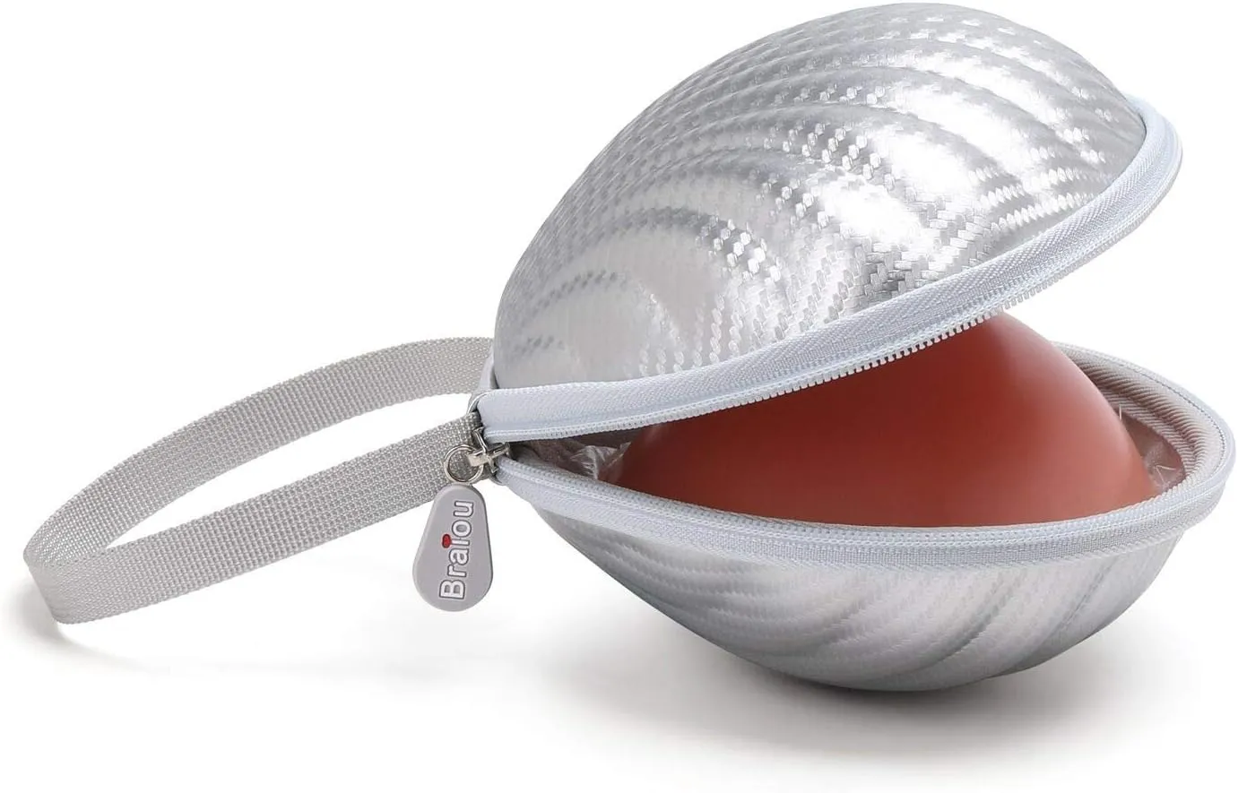 Hard Shell Travel Case for Silicone Bras [A-C Cup] Premium Nubra Organizer Portable Lingerie Underwear Storage Bag (Silver)